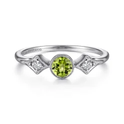 Sale Gabriel & Co. Promise Ring - 14K White Gold Peridot and Diamond Promise Ring