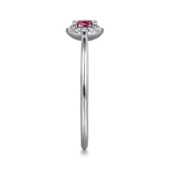 Discount Gabriel & Co. Promise Ring - 14K White Gold Pink Tourmaline and Diamond Halo Promise Ring