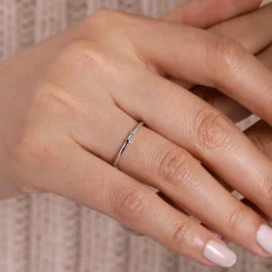 Sale Gabriel & Co. Promise Ring - 14K White Gold Promise Ring with Diamond Baguette