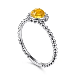 Clearance Gabriel & Co. Promise Ring - 14K White Gold Round Citrine Bujukan Beaded Promise Ring