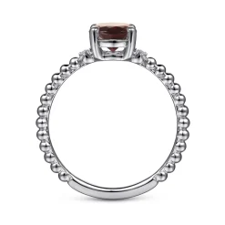 Sale Gabriel & Co. Promise Ring - 14K White Gold Round Garnet and Diamond Bujukan Promise Ring