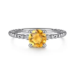 Online Gabriel & Co. Promise Ring - 14K White Gold Round Citrine and Diamond Bujukan Promise Ring