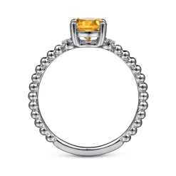 Online Gabriel & Co. Promise Ring - 14K White Gold Round Citrine and Diamond Bujukan Promise Ring