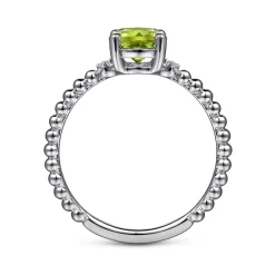 New Gabriel & Co. Promise Ring - 14K White Gold Round Peridot and Diamond Bujukan Promise Ring