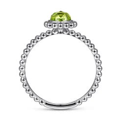 New Gabriel & Co. Promise Ring - 14K White Gold Round Peridot Bujukan Beaded Promise Ring