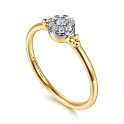New Gabriel & Co. Promise Ring - 14K White Yellow Gold Bujukan Diamond Cluster Promise Ring