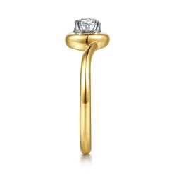 Hot Gabriel & Co. Promise Ring - 14K White Yellow Gold White Sapphire Bezel Promise Ring