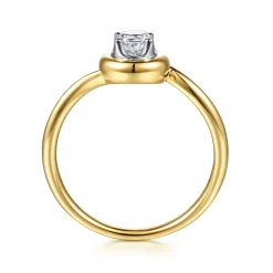 Hot Gabriel & Co. Promise Ring - 14K White Yellow Gold White Sapphire Bezel Promise Ring