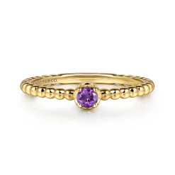 Clearance Gabriel & Co. Promise Ring - 14K Yellow Gold Amethyst Stackable Promise Ring