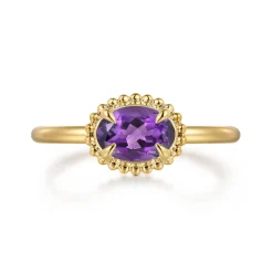 New Gabriel & Co. Promise Ring - 14K Yellow Gold Amethyst Promise Ring
