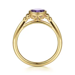 Discount Gabriel & Co. Promise Ring - 14K Yellow Gold Amethyst Bujukan Promise Ring
