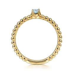 New Gabriel & Co. Promise Ring - 14K Yellow Gold Aquamarine Stackable Promise Ring
