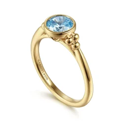 Online Gabriel & Co. Promise Ring - 14K Yellow Gold Blue Topaz Bujukan Promise Ring