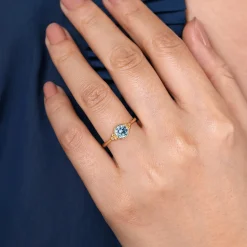 Online Gabriel & Co. Promise Ring - 14K Yellow Gold Blue Topaz Bujukan Promise Ring
