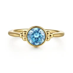 Online Gabriel & Co. Promise Ring - 14K Yellow Gold Blue Topaz Bujukan Promise Ring