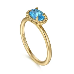 Best Gabriel & Co. Promise Ring - 14K Yellow Gold Blue Topaz Bujukan Promise Ring