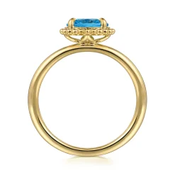 Best Gabriel & Co. Promise Ring - 14K Yellow Gold Blue Topaz Bujukan Promise Ring