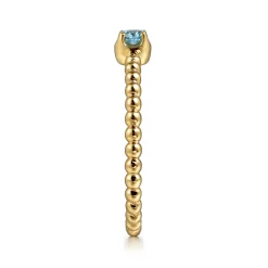 Hot Gabriel & Co. Promise Ring - 14K Yellow Gold Blue Topaz Stackable Promise Ring