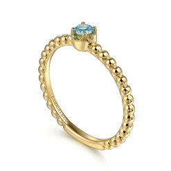 Hot Gabriel & Co. Promise Ring - 14K Yellow Gold Blue Topaz Stackable Promise Ring