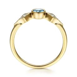 Sale Gabriel & Co. Promise Ring - 14K Yellow Gold Blue Topaz and Diamond Promise Ring
