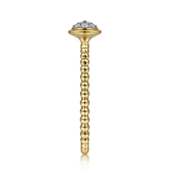 Best Gabriel & Co. Promise Ring - 14K Yellow Gold Bujukan Beaded Diamond Cluster Promise Ring