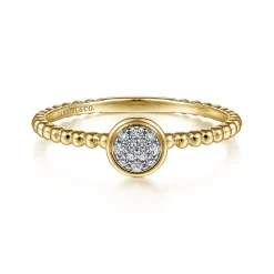 Best Gabriel & Co. Promise Ring - 14K Yellow Gold Bujukan Beaded Diamond Cluster Promise Ring