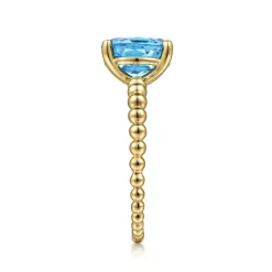 Hot Gabriel & Co. Promise Ring - 14K Yellow Gold Bujukan Oval Swiss Blue Topaz Bujukan Promise Ring