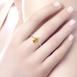 Sale Gabriel & Co. Promise Ring - 14K Yellow Gold Citrine Diamond Chevron Promise Ring