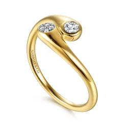 Clearance Gabriel & Co. Promise Ring - 14K Yellow Gold Diamond and White Sapphire Bypass Promise Ring