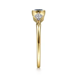 Discount Gabriel & Co. Promise Ring - 14K Yellow Gold Diamond and Sapphire 3 Stone Promise Ring