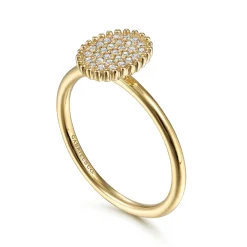 Sale Gabriel & Co. Promise Ring - 14K Yellow Gold Diamond Pave Oval Promise Ring