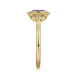 Online Gabriel & Co. Promise Ring - 14K Yellow Gold Diamond and Amethyst Bujukan Promise Ring