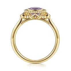 Online Gabriel & Co. Promise Ring - 14K Yellow Gold Diamond and Amethyst Bujukan Promise Ring