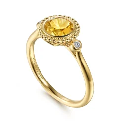 Outlet Gabriel & Co. Promise Ring - 14K Yellow Gold Diamond and Citrine Bujukan Promise Ring