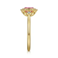 Clearance Gabriel & Co. Promise Ring - 14K Yellow Gold Diamond and Pink Tourmaline Bujukan Promise Ring