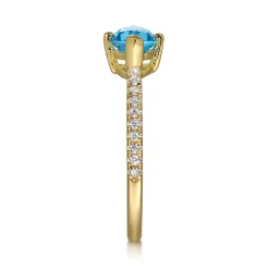 Hot Gabriel & Co. Promise Ring - 14K Yellow Gold East West Marquise Blue Topaz and Diamond Promise Ring