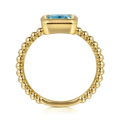 Gabriel & Co. Promise Ring - 14K Yellow Gold Emerald Cut Blue Topaz Bujukan Promise Ring