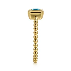 Gabriel & Co. Promise Ring - 14K Yellow Gold Emerald Cut Blue Topaz Bujukan Promise Ring
