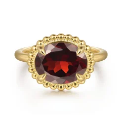 Clearance Gabriel & Co. Promise Ring - 14K Yellow Gold Garnet Bujukan Promise Ring