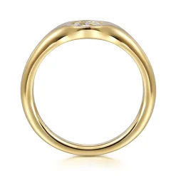 New Gabriel & Co. Promise Ring - 14K Yellow Gold Pave Diamond Signet Promise Ring