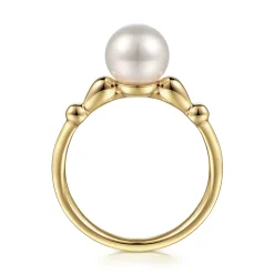New Gabriel & Co. Promise Ring - 14K Yellow Gold Pearl Bujukan Promise Ring