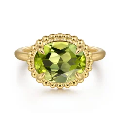 Clearance Gabriel & Co. Promise Ring - 14K Yellow Gold Peridot Bujukan Promise Ring