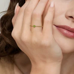 Sale Gabriel & Co. Promise Ring - 14K Yellow Gold Peridot Stackable Promise Ring
