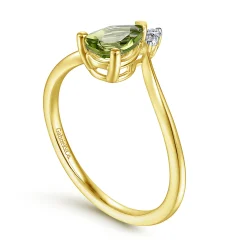Discount Gabriel & Co. Promise Ring - 14K Yellow Gold Peridot Diamond Chevron Promise Ring
