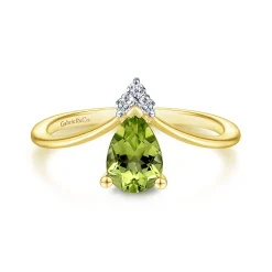 Discount Gabriel & Co. Promise Ring - 14K Yellow Gold Peridot Diamond Chevron Promise Ring
