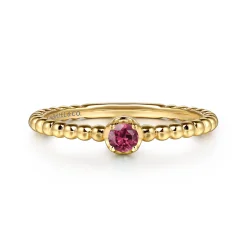 New Gabriel & Co. Promise Ring - 14K Yellow Gold Pink Tourmaline Stackable Promise Ring