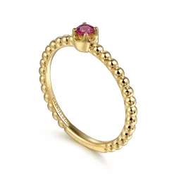New Gabriel & Co. Promise Ring - 14K Yellow Gold Pink Tourmaline Stackable Promise Ring