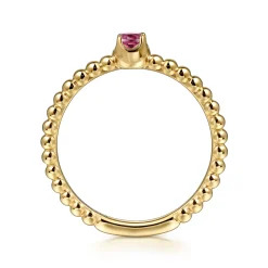 New Gabriel & Co. Promise Ring - 14K Yellow Gold Pink Tourmaline Stackable Promise Ring