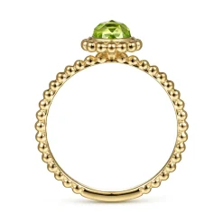 Online Gabriel & Co. Promise Ring - 14K Yellow Gold Round Peridot Bujukan Beaded Promise Ring