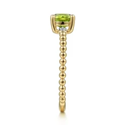 Outlet Gabriel & Co. Promise Ring - 14K Yellow Gold Round Peridot and Diamond Bujukan Promise Ring